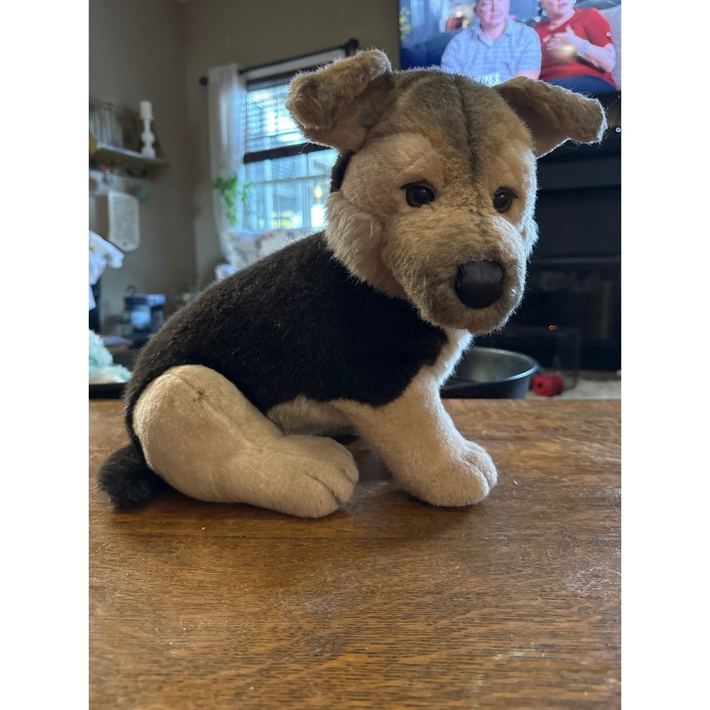 Vintage Jockline Italy German Shepherd‎ Pup Plush Realistic Sitting Dog Toy 10in